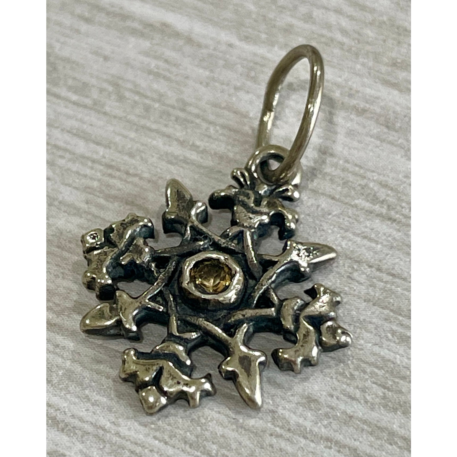 Love Heals Topaz November Birthstone Snowflake White Bronze Charm Lh104